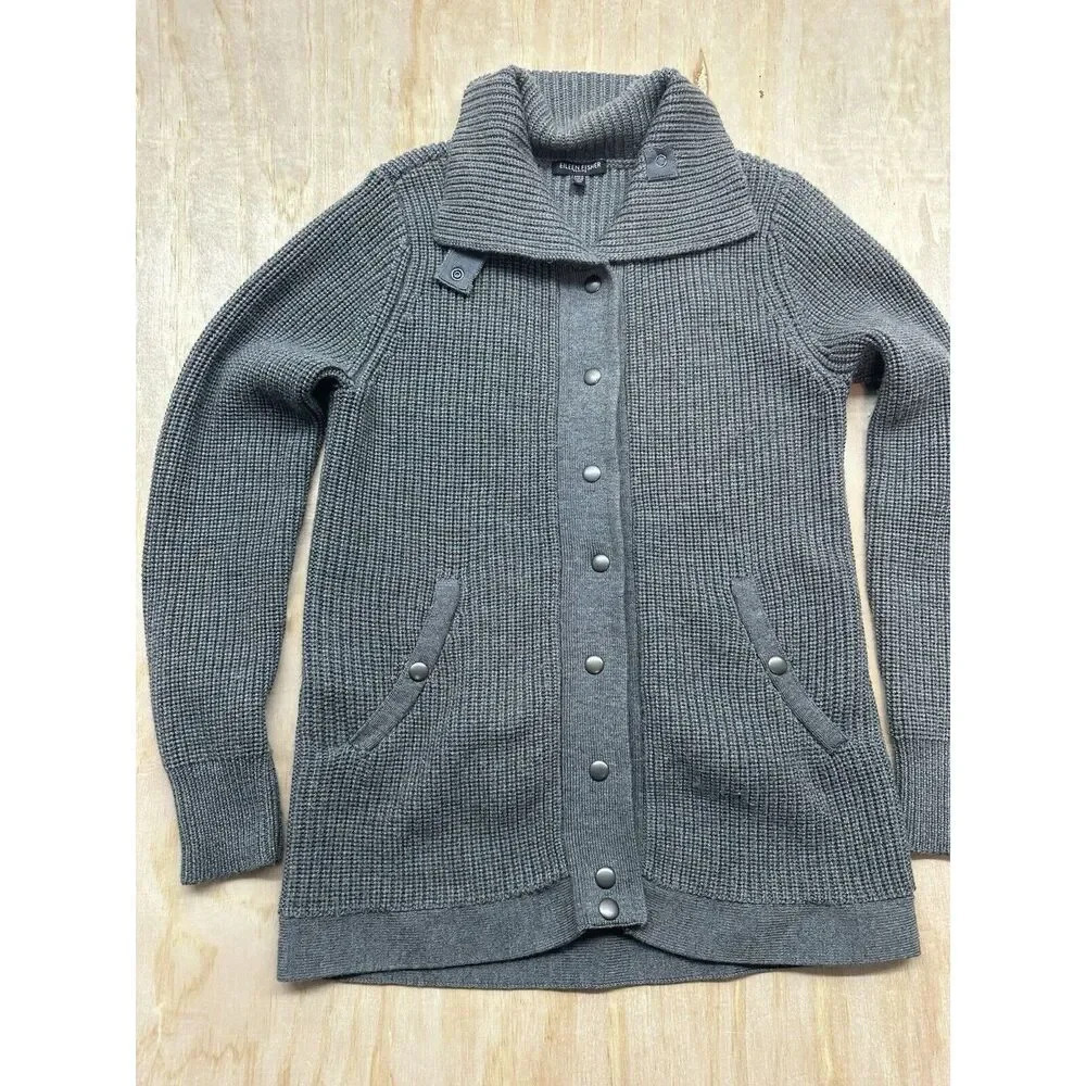 Eileen Fisher Women’s Petite M Gray 100% Merino Wool Cardigan